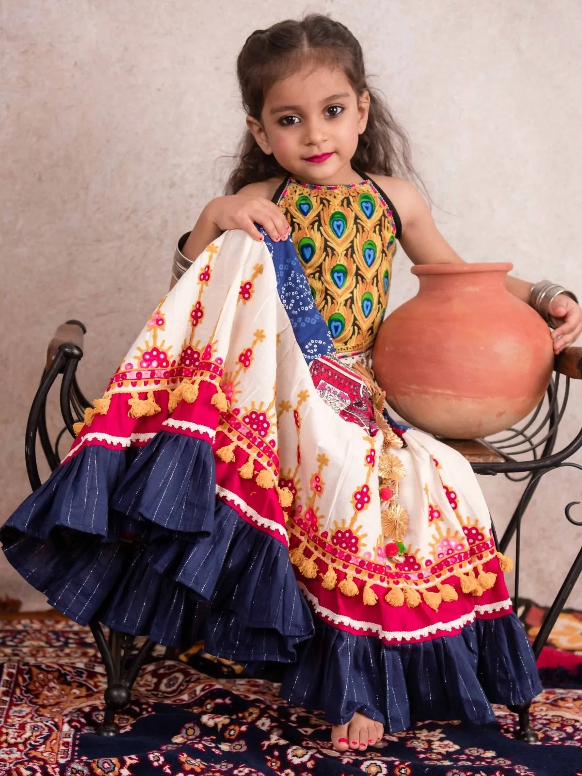 Morpankh Multicolour Chaniya Choli for Girls