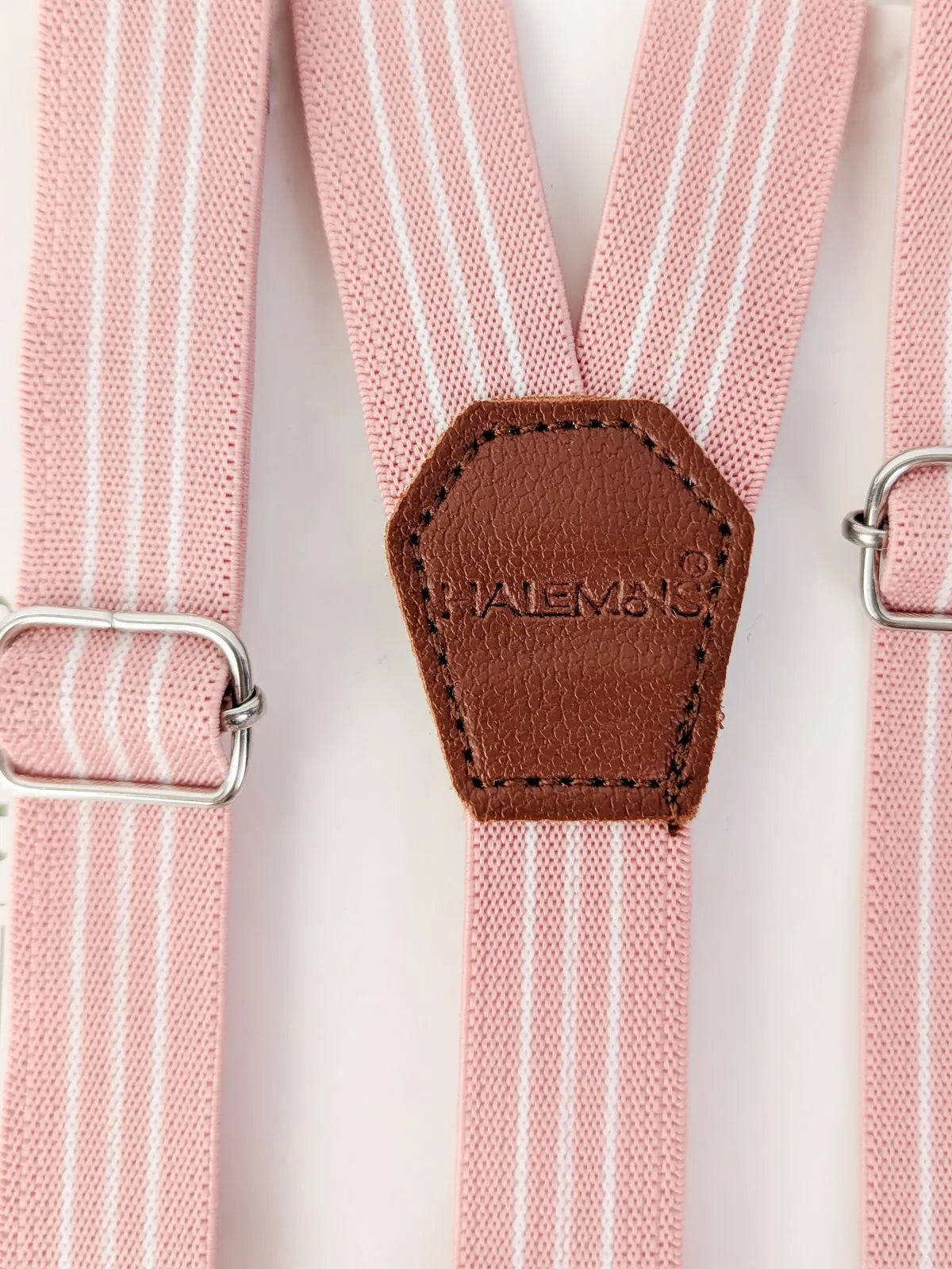 Peach Stripped Stretchable Suspender Bow Set