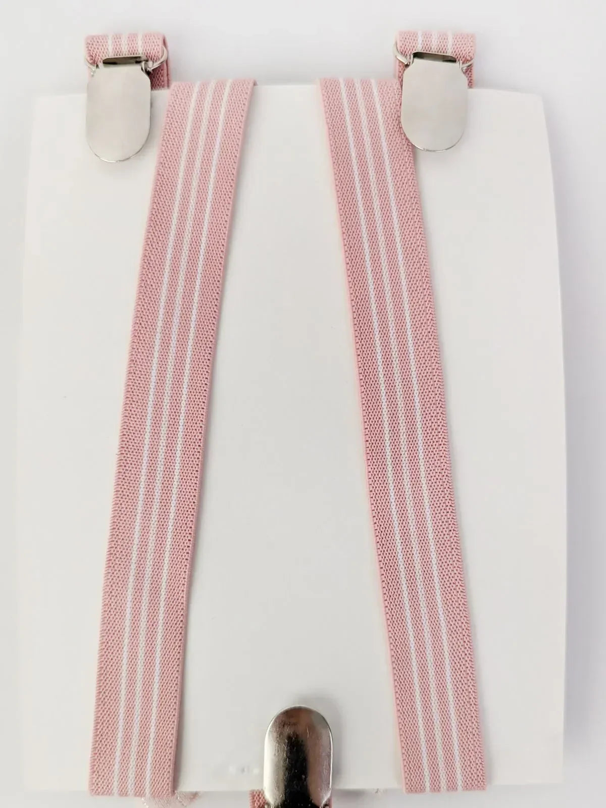 Peach Stripped Stretchable Suspender Bow Set