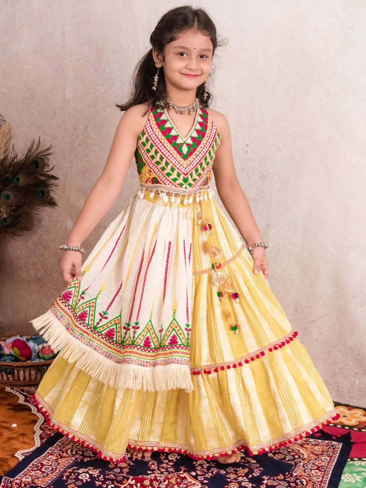 Methi Yellow Maharani Baby Girl Chaniya Choli