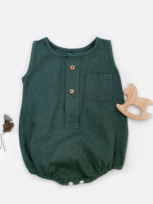 Green Pure Cotton Unisex NewBorn Bubble Romper