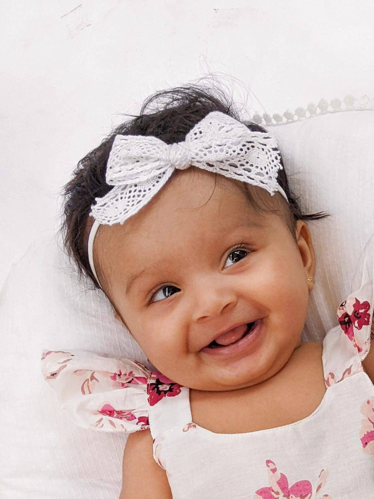 Birthday Bash White Cotton Handmade Baby Girl Hair Band