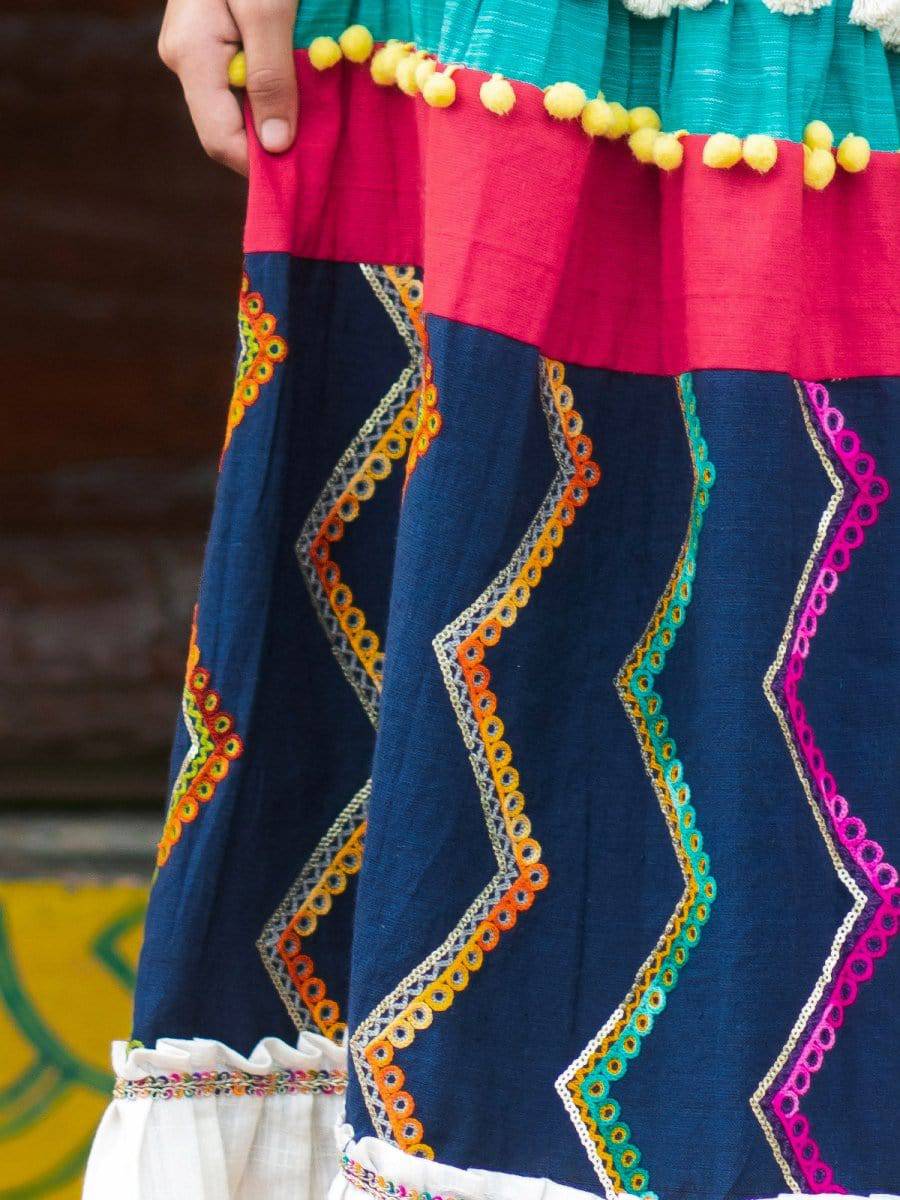 Butterfly Sleeves Navyblue Traditional Festive lehenga Choli for Girls