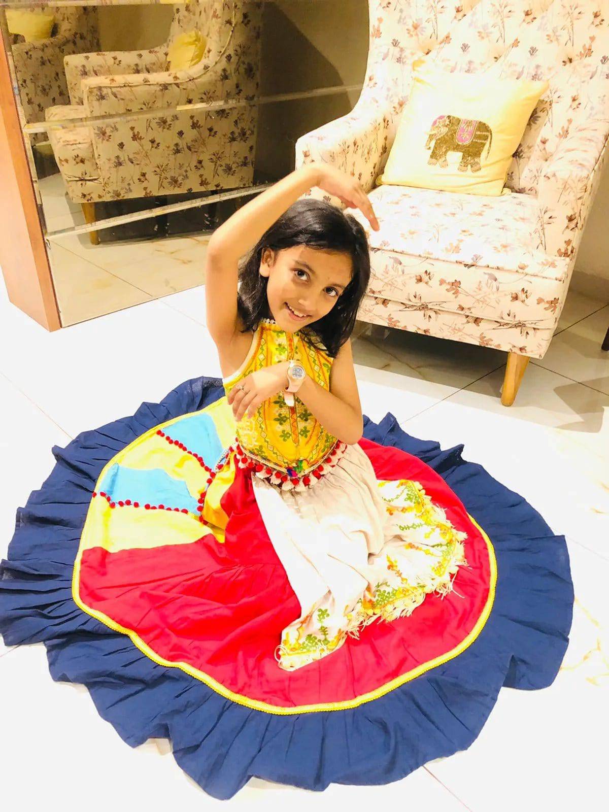 Ghoomar Fantasy Lime Yellow Festive Chaniya Choli Set for Girls