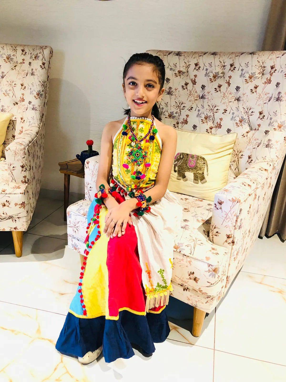Ghoomar Fantasy Lime Yellow Festive Chaniya Choli Set for Girls