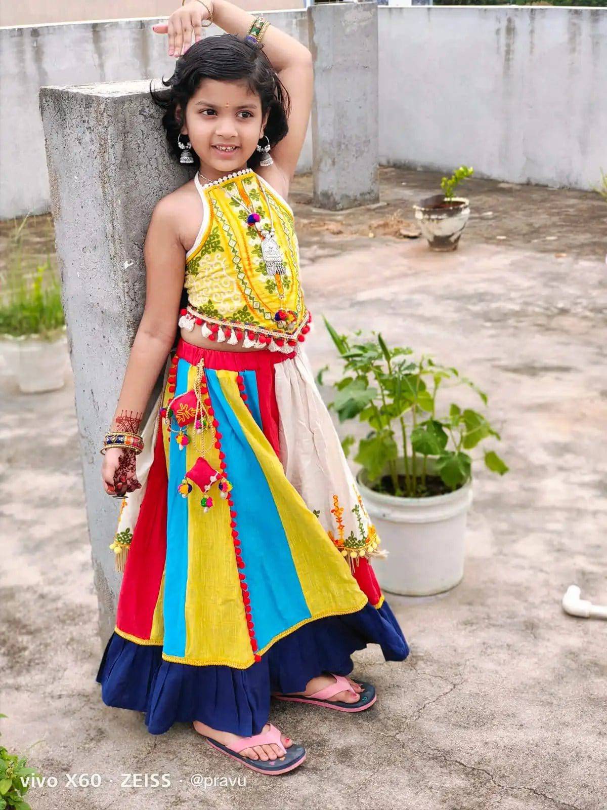Ghoomar Fantasy Lime Yellow Festive Chaniya Choli Set for Girls