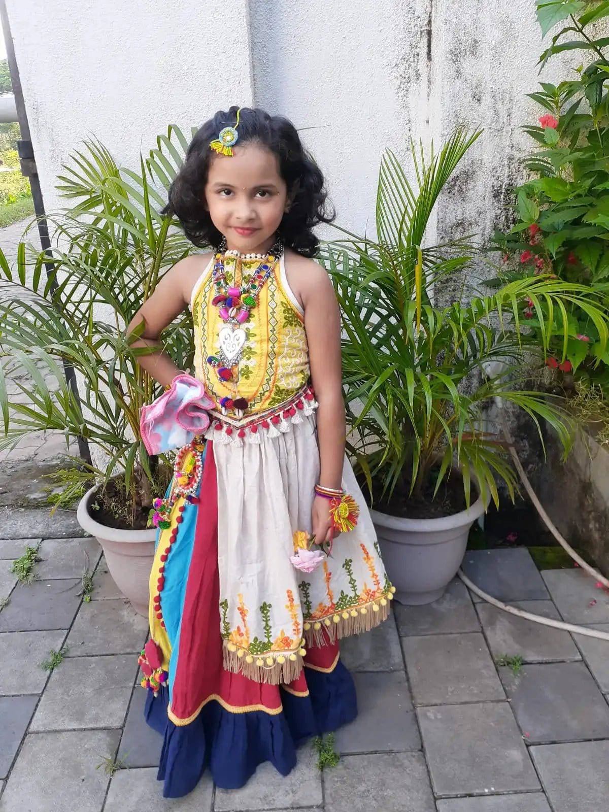 Ghoomar Fantasy Lime Yellow Festive Chaniya Choli Set for Girls