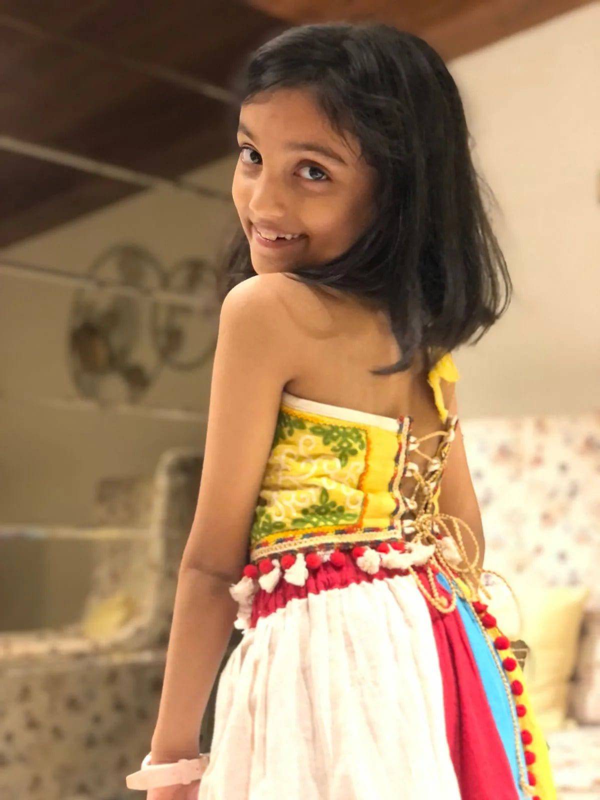 Ghoomar Fantasy Lime Yellow Festive Chaniya Choli Set for Girls