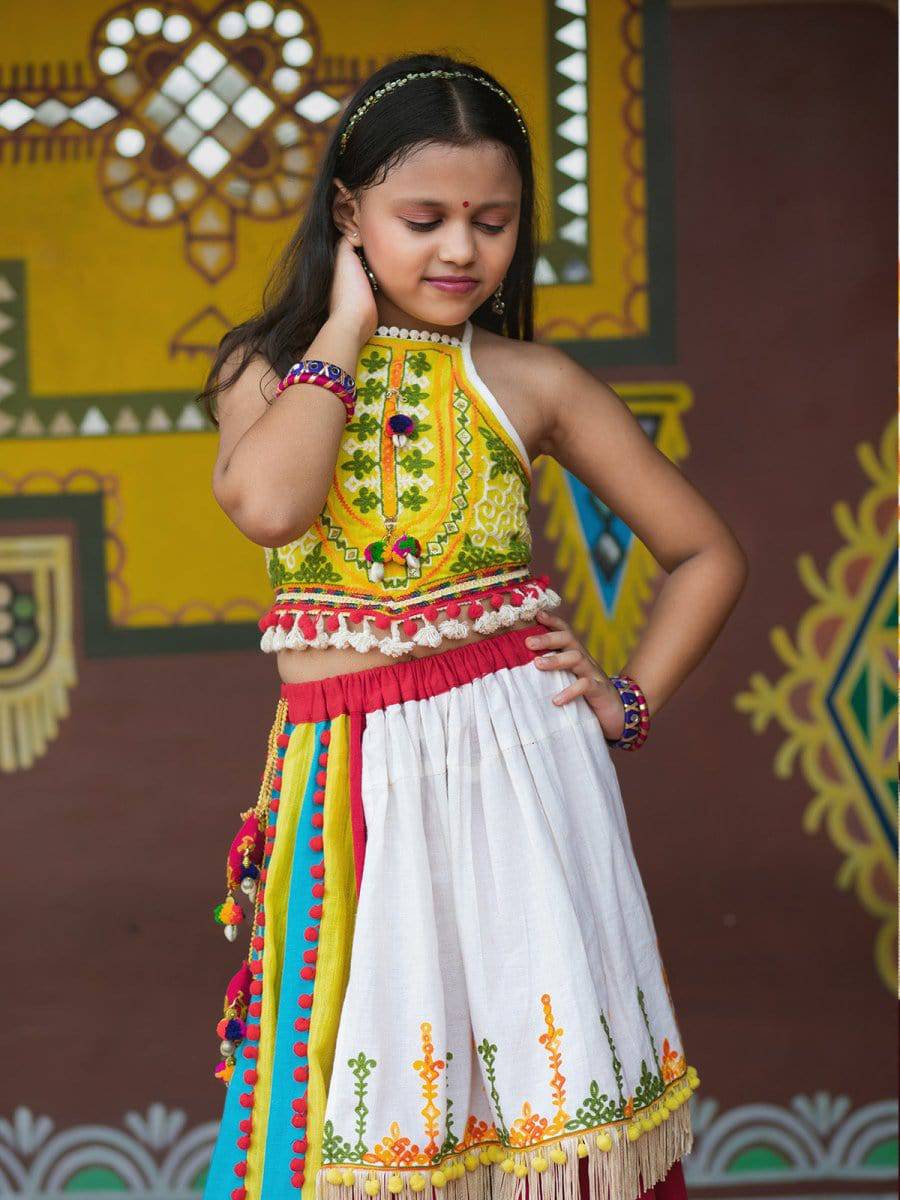 Ghoomar Fantasy Lime Yellow Festive Chaniya Choli Set for Girls