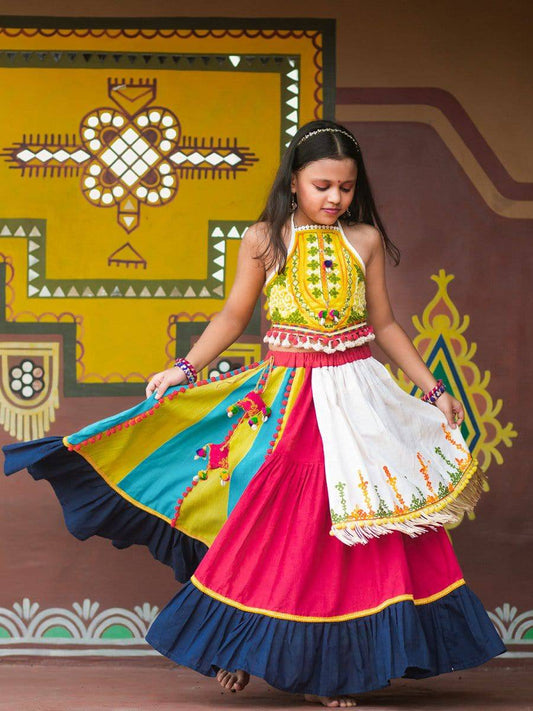 Ghoomar Fantasy Lime Yellow Festive Chaniya Choli Set for Girls