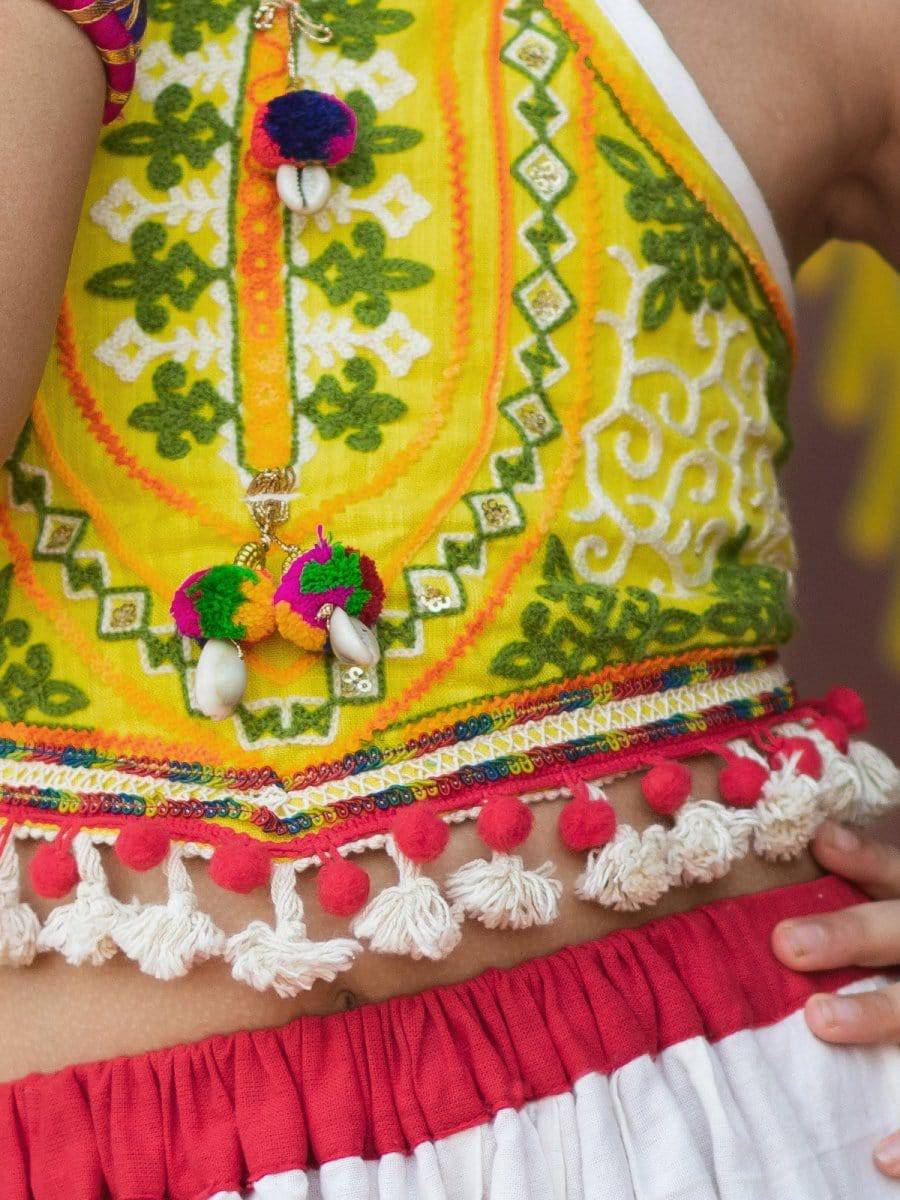 Ghoomar Fantasy Lime Yellow Festive Chaniya Choli Set for Girls